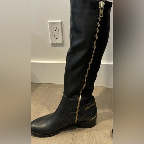 Steve Madden Riding Boot Black with Gold Zippers - Picture 9 of 11